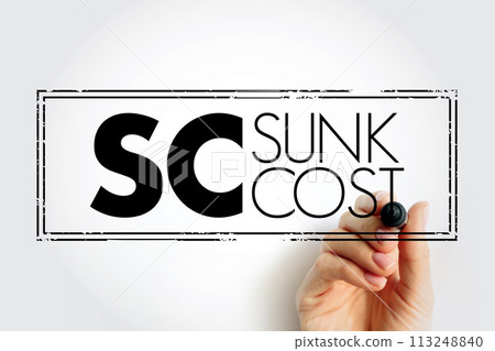 SC Sunk Cost - cost that has already been incurred and that cannot be recovered, acronym text stamp 113248840