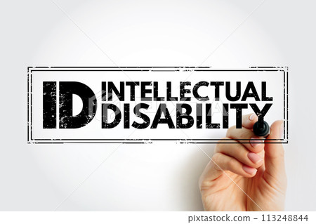 ID - Intellectual Disability is a generalized neurodevelopmental disorder characterized by significantly impaired intellectual and adaptive functioning, acronym text concept stamp ID - Intellectual Disability is a generalized neurodevelopmental disorder characterized by significantly impaired intellectual and adaptive functioning, acronym text concept stamp 113248844