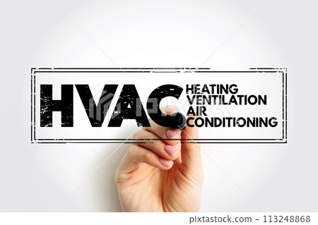 HVAC - Heating, Ventilation, and Air Conditioning acronym text concept stamp 113248868