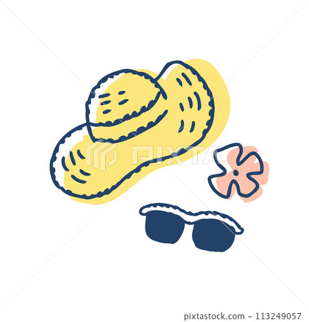 Straw hat and sunglasses 113249057