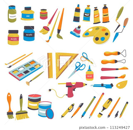 School supplies for art lessons and classes vector School supplies for art lessons and classes vector 113249427