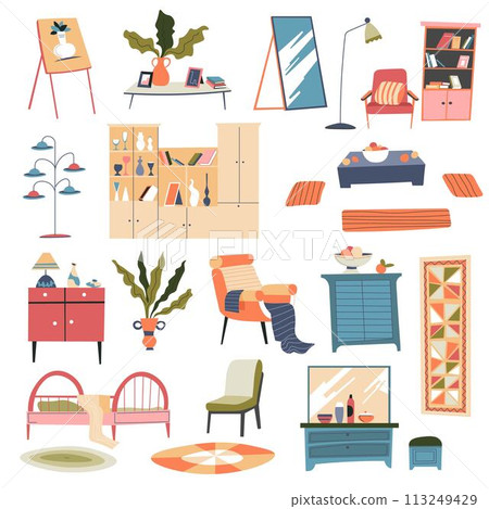 Interior design elements, furniture and decor Interior design elements, furniture and decor 113249429