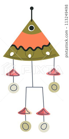 Clay decoration with bells sounds and wires vector Clay decoration with bells sounds and wires vector 113249498