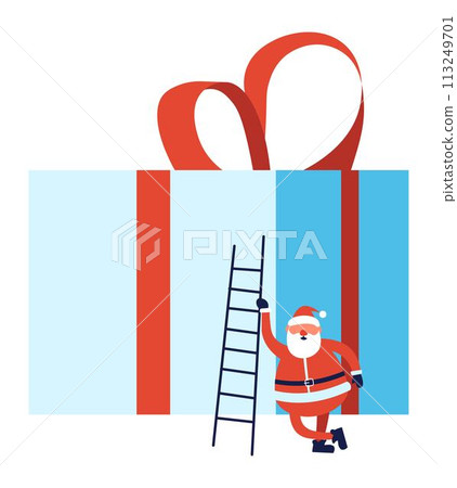 Santa Claus with present on Christmas holiday Santa Claus with present on Christmas holiday 113249701