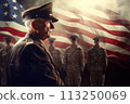 Veteran of US Army saluting American flag on Veterans Day AI Generation 113250069