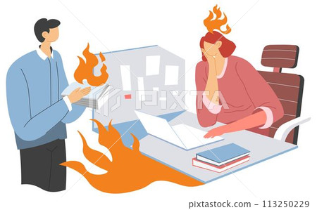 Annoyed director with employee bringing report 113250229