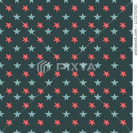 Abstract seamless pattern with stars in row vector Abstract seamless pattern with stars in row vector 113250302