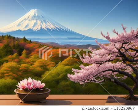 Fuji mountain and sakura 113250967