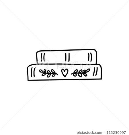 Stacks of books. Stylized vector illustration, outline version 113250997