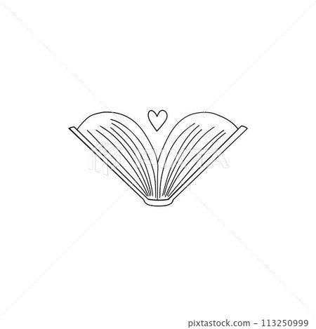 Stacks of books. Stylized vector illustration, outline version Stacks of books. Stylized vector illustration, outline version 113250999
