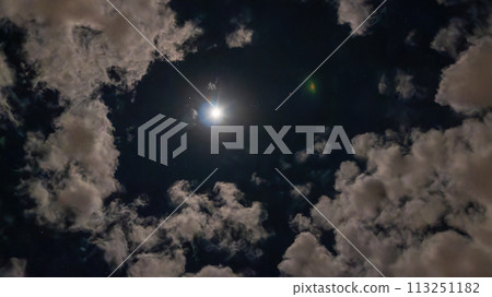 Clouds flowing on a bright night with a full moon 113251182