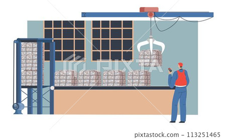 Garbage recycling factory or center, trash in bale Garbage recycling factory or center, trash in bale 113251465