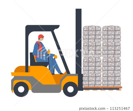 Forklift or loader used for transporting boxes 113251467
