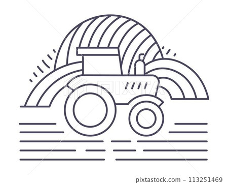 Tractor in field agriculture and harvesting season 113251469