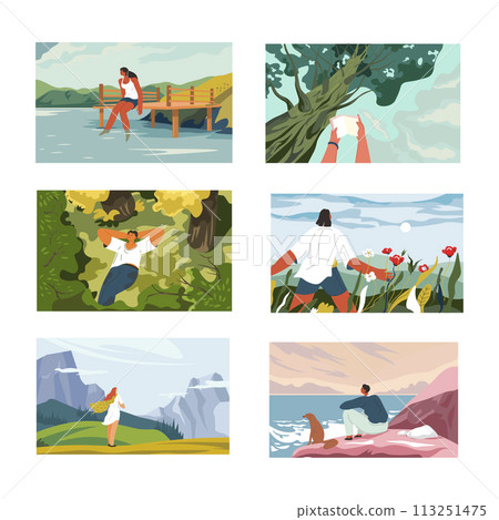 Landscape and nature scenery, mountains and sea Landscape and nature scenery, mountains and sea 113251475