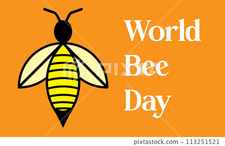 Vector image of a bee on an orange background 113251521