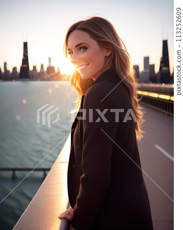 happy tourist girl 113252609