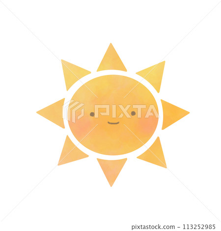 Illustration of a sun with a cute face 113252985