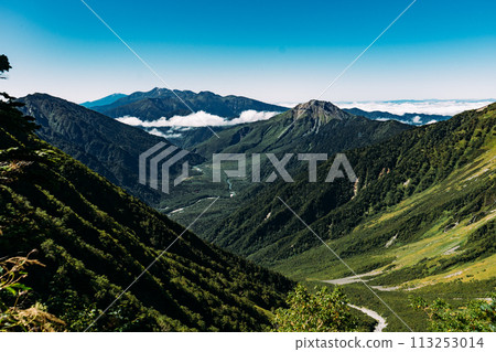 從竹澤全景眺望燒嶽山、乘鞍山 113253014