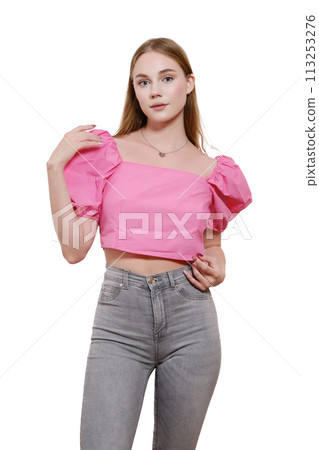 woman in blouse woman in blouse 113253276