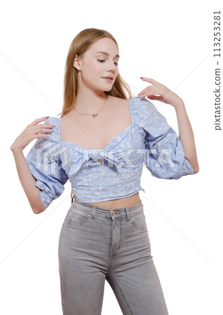 woman in blouse woman in blouse 113253281