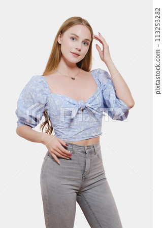 woman in blouse woman in blouse 113253282