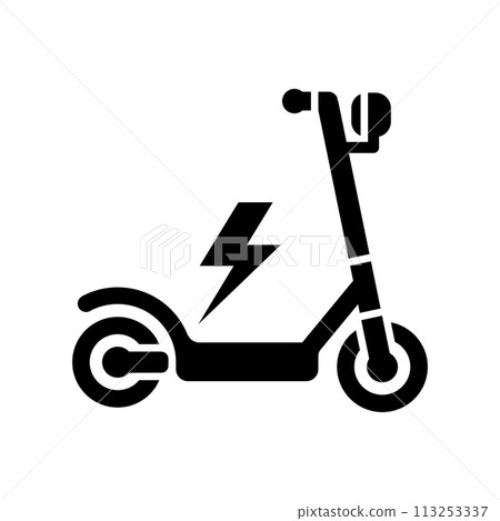 Electric kickboard black and white pictogram 113253337