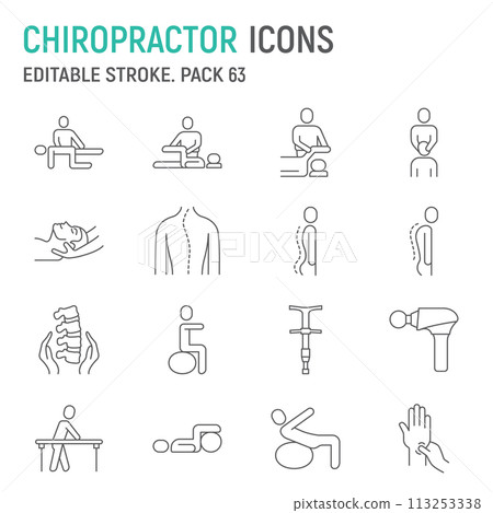Chiropractor line icon set 113253338