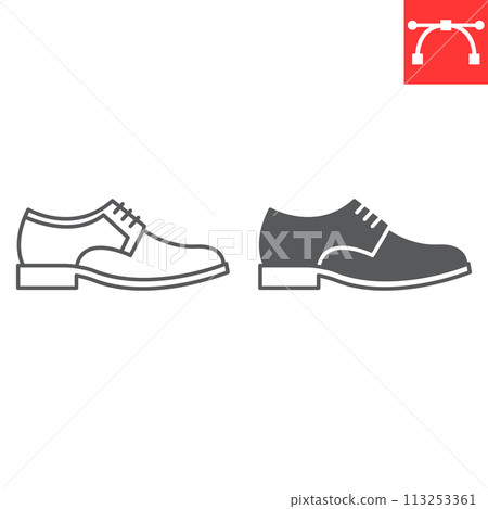 Leather shoes line and glyph icon Leather shoes line and glyph icon 113253361