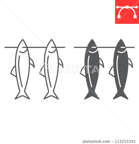 Tuna line and glyph icon Tuna line and glyph icon 113253382