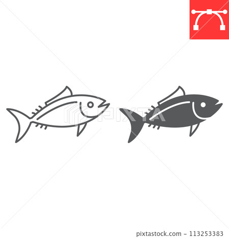 Tuna line and glyph icon 113253383