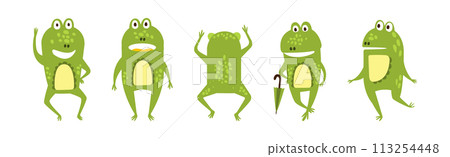 Cute Green Frog in Different Activity Vector Set Cute Green Frog in Different Activity Vector Set 113254448