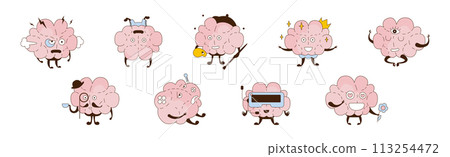 Funny Brain Character Engaged in Different Activity Vector Set Funny Brain Character Engaged in Different Activity Vector Set 113254472