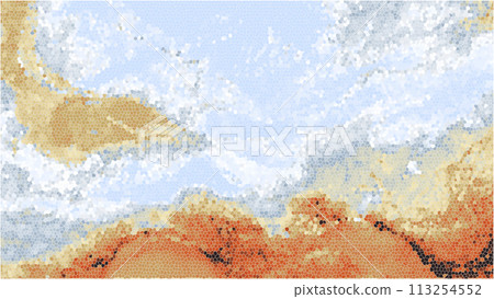 Abstract sky and sea: stylish mosaic tile style background illustration amber & blue Abstract sky and sea: stylish mosaic tile style background illustration amber & blue 113254552