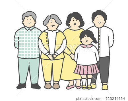 三代家庭的全身插圖 113254634