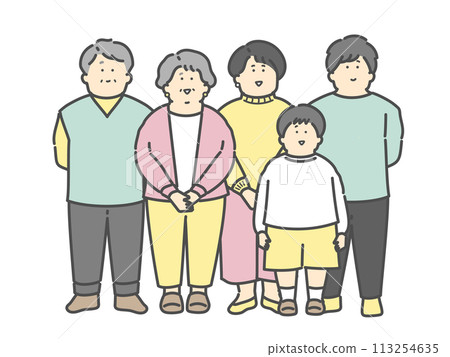 三代家庭的全身插圖 113254635