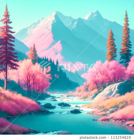 mountain lake in autumn 113254828