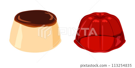 Soft pudding and strawberry jelly set 113254835