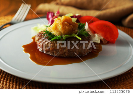 Japanese-style grated hamburger steak with homemade ponzu sauce Japanese-style grated hamburger steak with homemade ponzu sauce 113255076