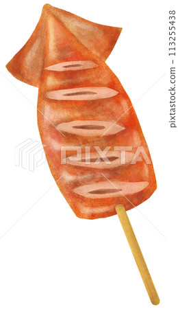 Illustration of grilled squid stall 113255438