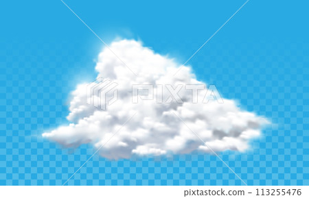 Realistic white clouds smoke on blue sky transparency background vector 113255476