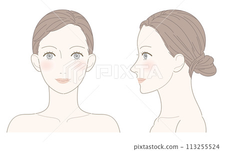 Beauty woman up to shoulders front profile (with cheek) Beauty woman up to shoulders front profile (with cheek) 113255524