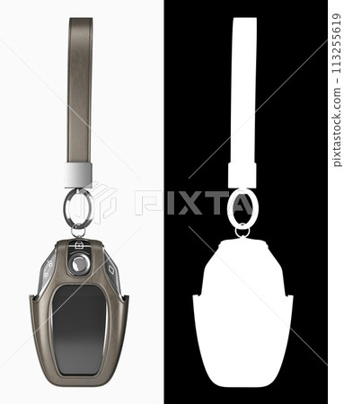 Car remote control key in lather case realistic front view 3d render with alpha 113255619