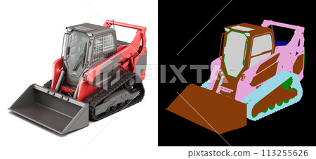 Rent Large Track Skidloader top perspective view 3d rendr on white with color alpha 113255626