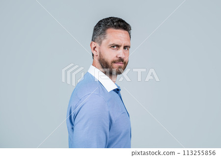 confident business boss or lawyer with beard and bristle, business fashion 113255856