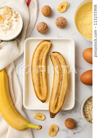 Tasty food with banana, concept of tasty food with banana Tasty food with banana, concept of tasty food with banana 113255906