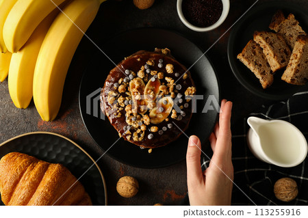 Tasty food with banana, concept of tasty food with banana 113255916