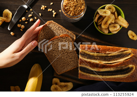 Tasty food with banana, concept of tasty food with banana Tasty food with banana, concept of tasty food with banana 113255924