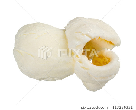 Single popcorn seed, macro shot isolated on white background Single popcorn seed, macro shot isolated on white background 113256331