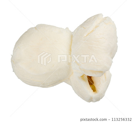 Single popcorn seed, macro shot isolated on white background 113256332